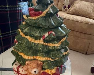 Fitz & Floyd Omnibus Christmas Tree with Teddy Bear Cookie Jar