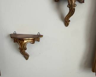 Pair of Vintage Italian Florentine Giltwood Wall Shelves