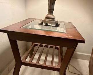 Mid-Century Modern Style End Table with Glass Top