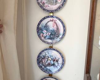 Lena Liu "Basket Bouquets" Collector Plates with Brass Hanger