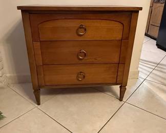 Mid-Century Modern Walnut Three-Drawer Nightstand