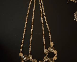 Gold Tone Multi-Gemstone Layered Necklace