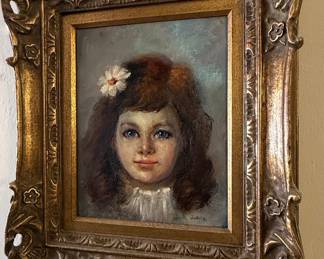 Portrait of a Young Girl with Flower in Hair by Guillois