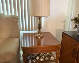 Vintage Wooden End Table with Decorative Shelf