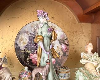 Giuseppe Armani Porcelain Figurine of a Woman with a Greyhound