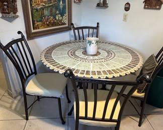 Mosaic Top Dining Set with Four Chairs