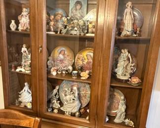 Vintage Wooden China Cabinet with Glass Doors