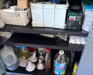 Garage items, lightbulbs, tools