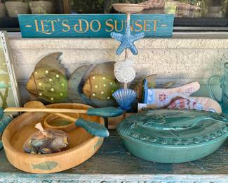 The teal covered fish casserole is sold.