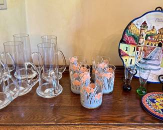 The beer mugs and glasses are sold.