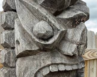 Carved Wooden Tiki Statue Style