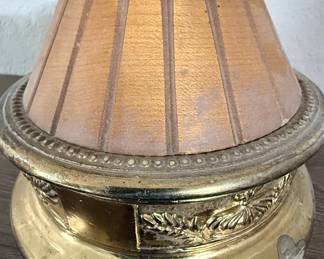 Vintage Brass and Wood Swivel Vanity Mirror