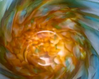 Hand Blown Glass Swirl Bowl