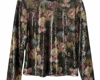 Nicole Miller Sequin Floral Blouse