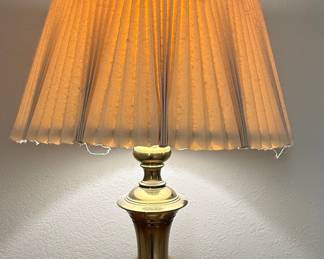 Vintage Stiffel Brass Table Lamp with Pleated Shade