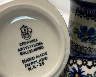 Polish Pottery "Ceramika Artystyczna" Mugs and Saucer