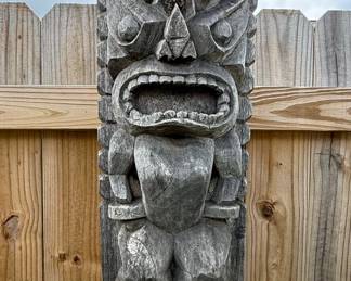 Carved Wooden Tiki Statue Style
