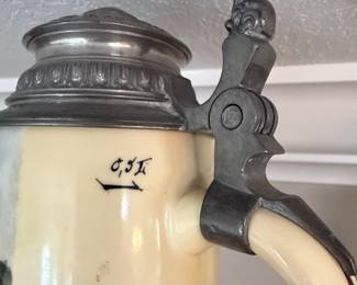 German Beer Stein with Pewter Lid