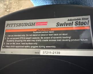 Pittsburgh Automotive Adjustable Shop Swivel Stool
