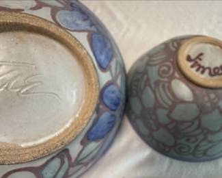 Fuce Studio Pottery Ceramic Bowl Set with Floral Motif