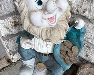 Garden Gnome Figurine with Shamrock Coins