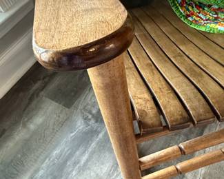 Vintage Wooden Rocking Chair with Handmade Quilt