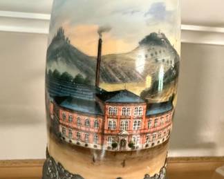 German Beer Stein with Pewter Lid