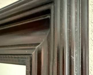 Dark Wood Framed Wall Mirror with Reeded Detailing