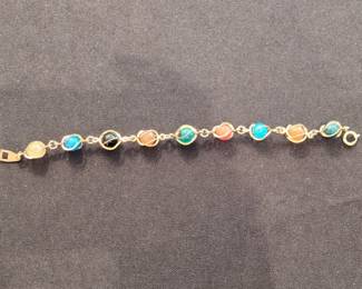 Beaded Charm Bracelet with Mixed Gemstones
