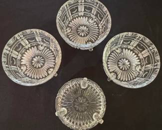 Set of Pressed Glass Footed Dessert Bowls  Federal Glass Wheat  Star Pattern third image