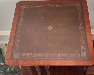 Antique Revolving Bookcase with Leather Inset Top second image