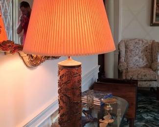 Vintage Carved Bamboo Table Lamp