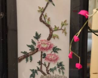 Chinese Silk Embroidery Panel with Bird and Peony third image