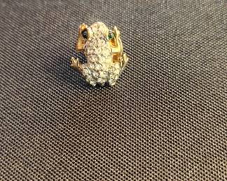 Coro Rhinestone Frog Brooch