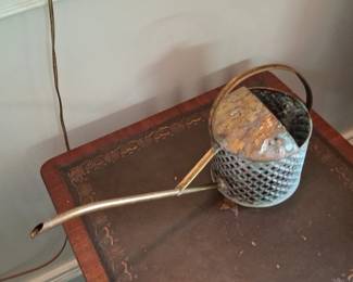 Antique Brass Watering Can with Decorative Lattice