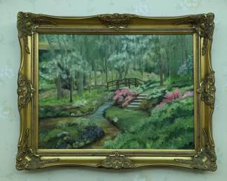 Landscape Painting with Bridge and Azaleas