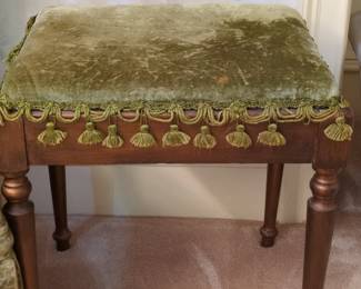 Vintage Velvet Armchair and Ottoman Set fourth image
