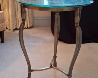 Hollywood Regency Brass and Glass Accent Table second image