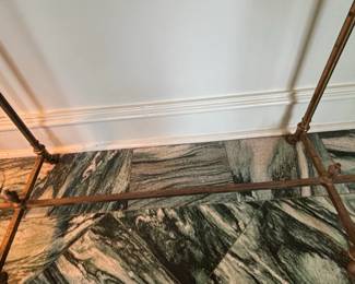 Hollywood Regency Brass and Glass Top Console Table second image