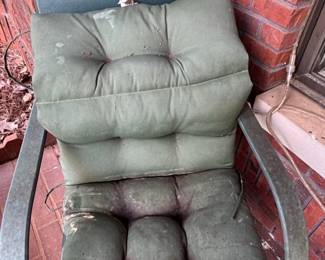 Green Metal Patio Chair with Cushions