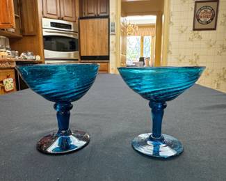 Blue glass stemware