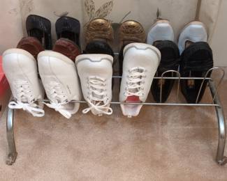 Assorted Womens Footwear Collection with Yamazaki Rolling Shoe Rack