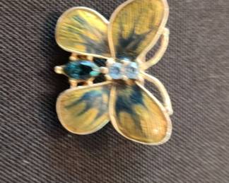 Enamel and Gemstone Butterfly Brooch