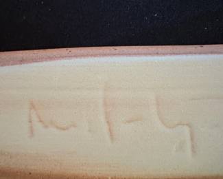Handcrafted Ceramic Olive Boat Dish with Artist Signature third image