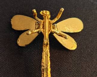 Enamel and Rhinestone Dragonfly Brooch with Moving Wings second image