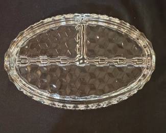 Fostoria American Cubist Clear Glass ThreePart Serving Dish third image