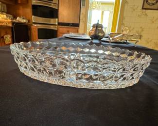 Fostoria American Cubist Clear Glass ThreePart Serving Dish second image