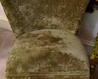 Vintage Velvet Armchair and Ottoman Set second image