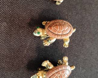 Set of Three Turtle Brooches