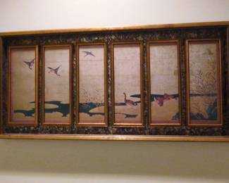 Japanese SixPanel Screen with Cranes and Waterfowl